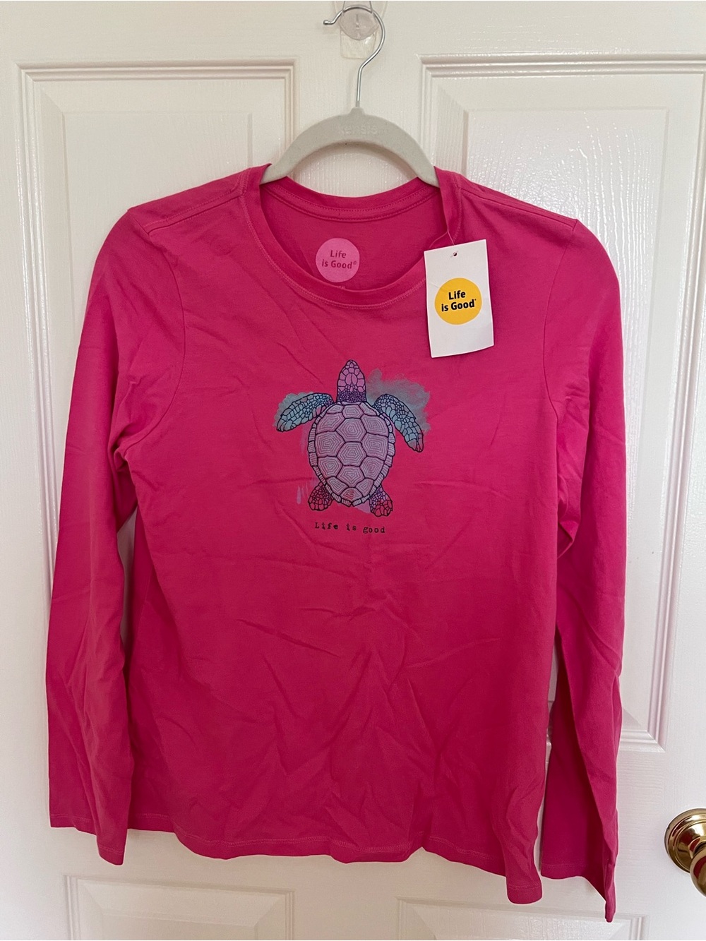 Life Is Good Pink Long-Sleeve Tee with Sea Turtle Graphic Women’s size Small NWT